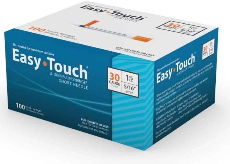 30G 5/16 inch 1mL insulin syringes box of 100