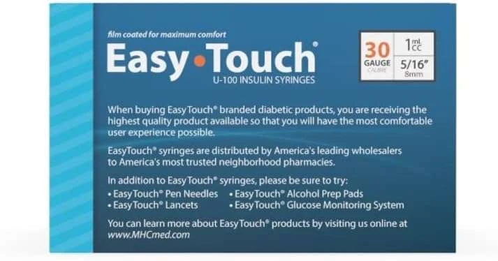 30G 5/16 inch 1mL insulin syringes box of 100