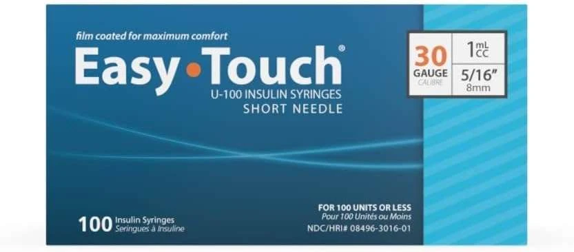 30G 5/16 inch 1mL insulin syringes box of 100
