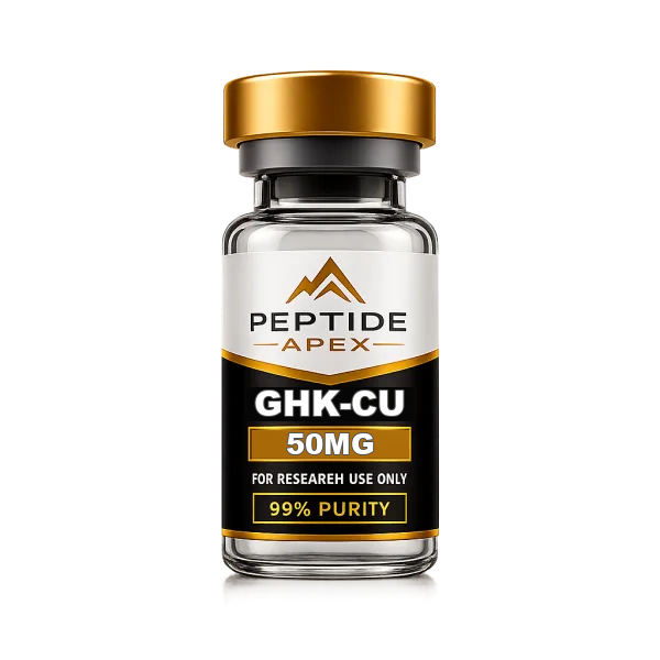 GHK-Cu product vial image for skin and cosmetic research peptide: GHK-Cu is commonly studied for copper-peptide signaling and its connection to skin, tissue, and cellular repair...