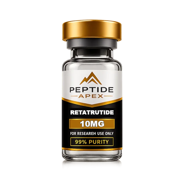 Retatrutide product vial image for metabolic research peptide: Retatrutide is commonly studied for its multi-receptor activity across metabolic signaling pathways.